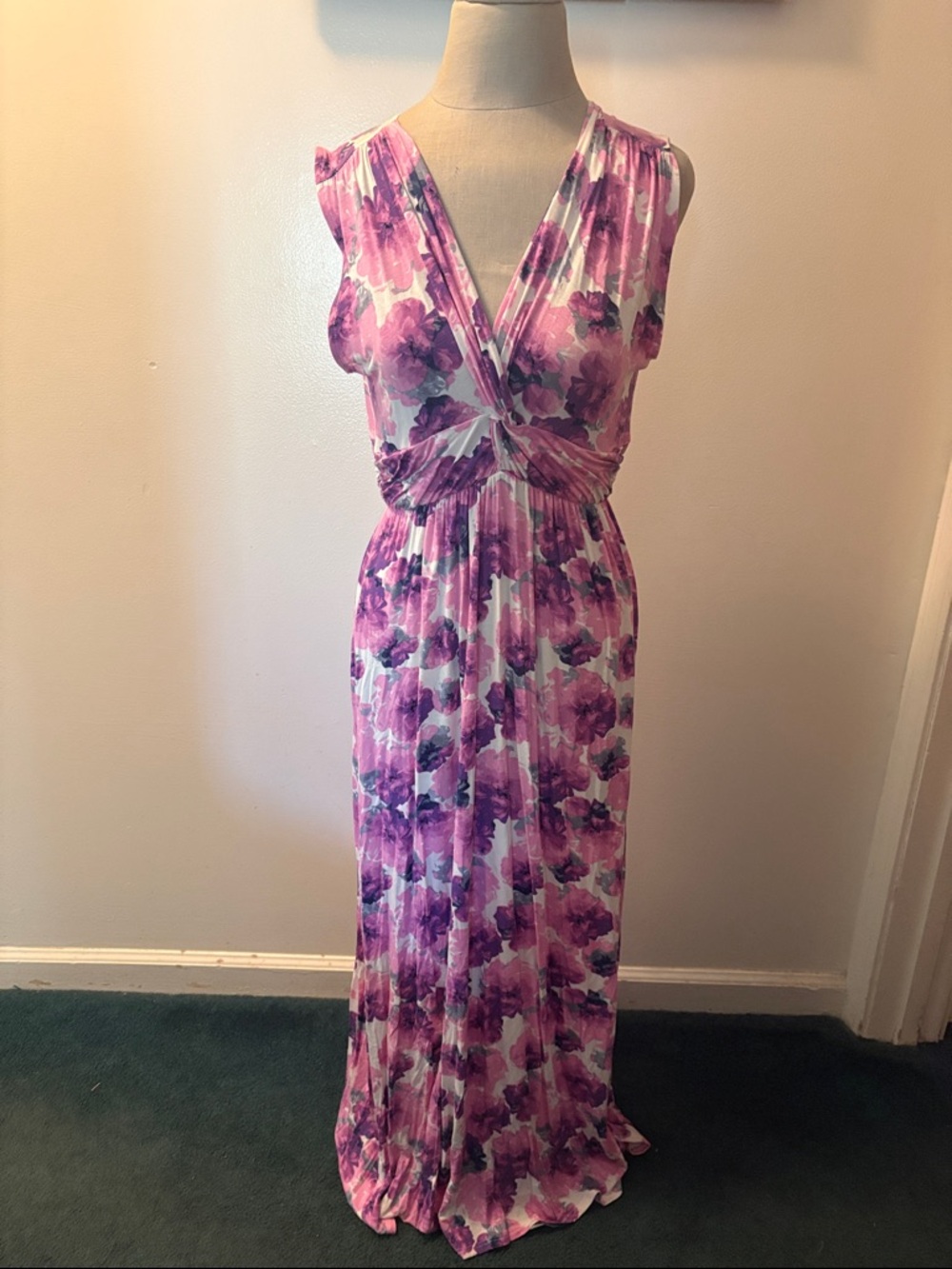 Sleeveless Purple Floral Wrap Maxi Dress for Women